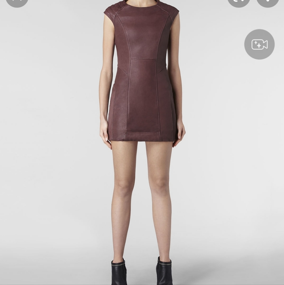 Allsaints biker leather dress Oxblood